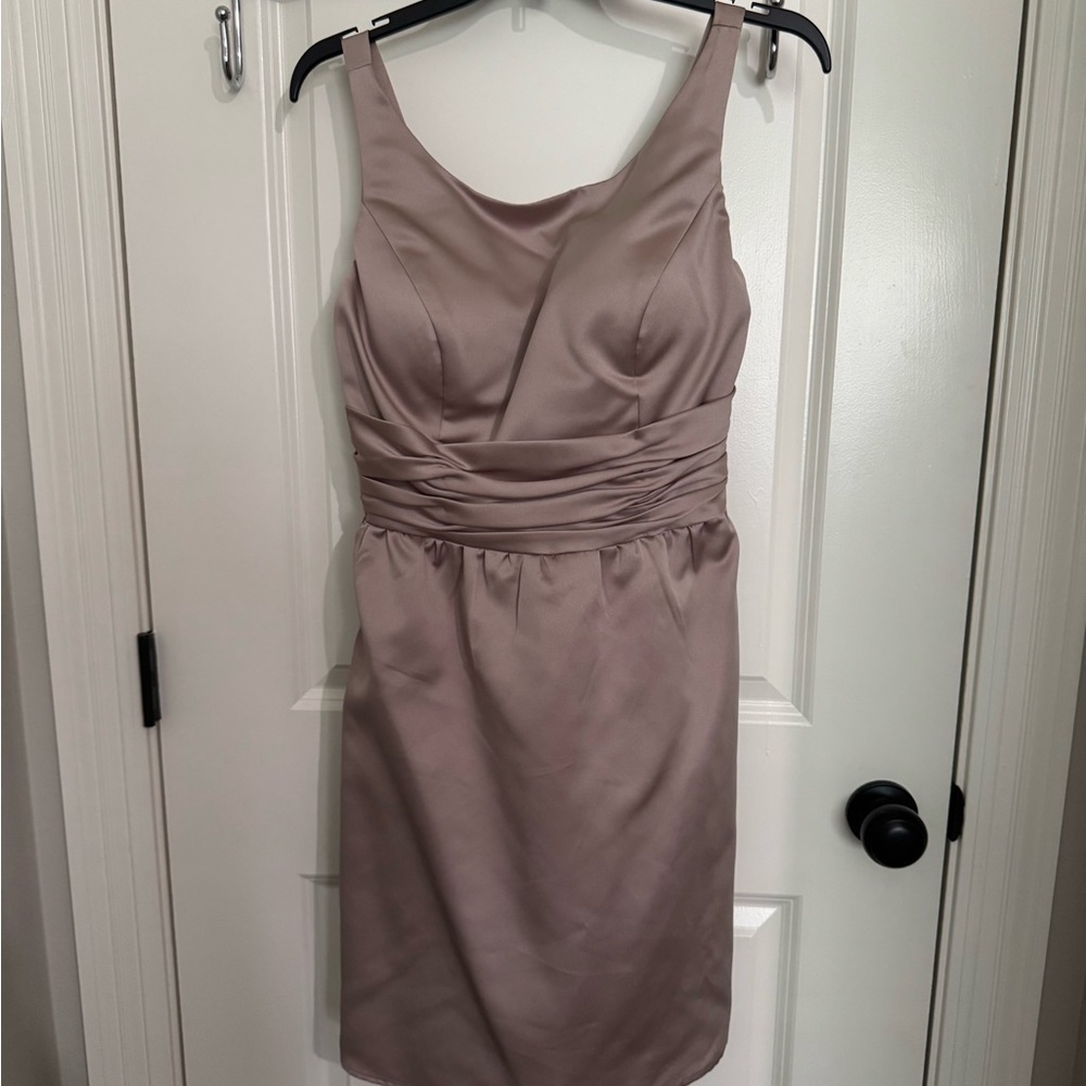 Alfred Angelo Stone Taupe Satin Cocktail Dress Size 10 $188